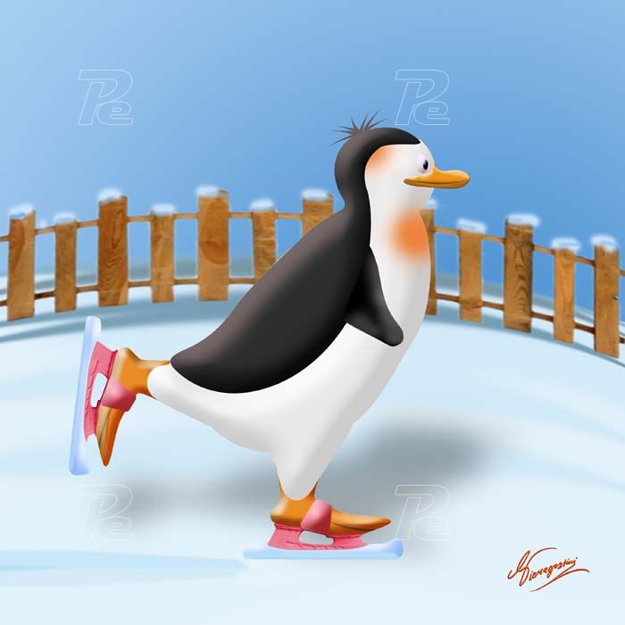 Pinguino che pattina