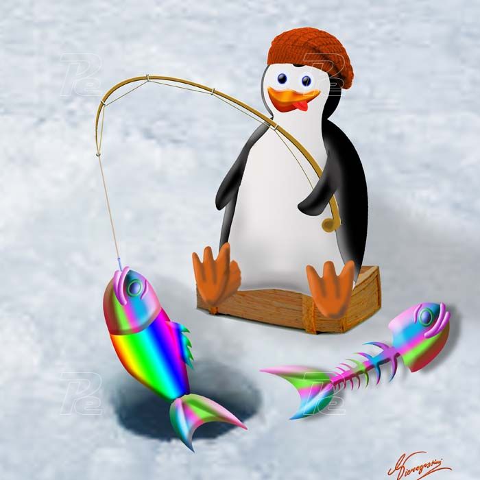 Pinguino a pesca